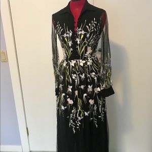 Formal floor length black floral dress